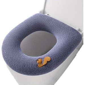 Nivard Wc Bril Hoes - Toiletbril Cover - Toiletbril - Wc Deksel - Wasbaar - Verwarmde Wc Bril - (Niet Elektrisch) - Zacht - Eekhoorn - Grijs