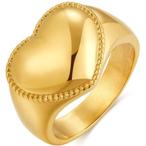 Twice As Nice Ring in goudkleurig edelstaal, hart 56