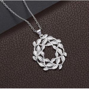 N3 Collecties 925 sterling zilveren ovale bladhanger ketting voor dames