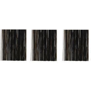 3x zakjes lametta engelenhaar zwart 50 x 40 cm - Tinsel/folie slierten - Kerstversiering