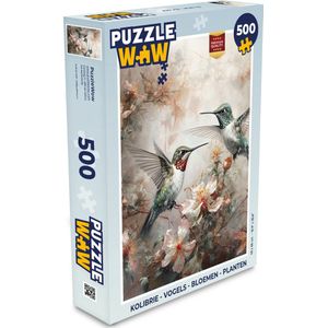 Puzzel Kolibrie - Vogels - Bloemen - Planten - Legpuzzel - Puzzel 500 stukjes