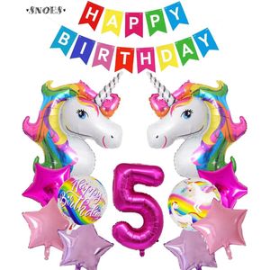 Snoes Helium Ballonnen Set 5 Jaar - Verjaardag Versiering - Folieballonnen - Happy Birthday Slinger