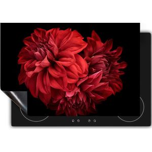 Chefcare Inductie Beschermer Rode Dahlia Bloemen - 71x52 cm - Afdekplaat Inductie - Kookplaat Beschermer - Inductie Mat