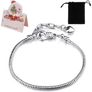 Nieuwe titel: Adjustable Charm Bracelets - Snake Chain Bracelet for Men and Women - Silver Jewellery Gift with Box