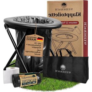 Stabiel campingtoilet met laag gewicht - eenvoudig transporteerbaar - klaptoilet incl. 22 zakken - mobiel toilet - ideaal voor kamperen - motoruitstapjes - campingtoilet opvouwbaar - compact en draagbaar