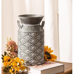 Gegalvaniseerde Boerderij Decoratieve Melkkan Rustieke Metalen Melkkruik Vaas voor Bloemen