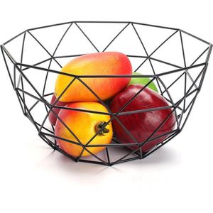 BaykaDecor - Luxe IJzeren Zeshoekige Fruitschaal - Design Schaal - Moderne Keuken Decoratie - Hexagon Bowl - Wonen - Zwart - 27 cm