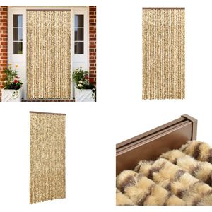 vidaXL Vliegengordijn 100x220 cm chenille beige en bruin - Deurgordijn - Deurgordijnen - Insectengordijn - Insectengordijnen