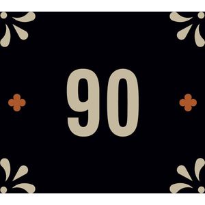 Huisnummerbord nummer 90 | Huisnummer 90 |Zwart huisnummerbordje Plexiglas | Luxe huisnummerbord