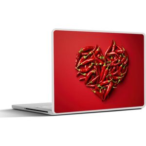 Laptop sticker - 13.3 inch - Pepers - Rood - Hart - 31x22,5cm - Laptopstickers - Laptop skin - Cover