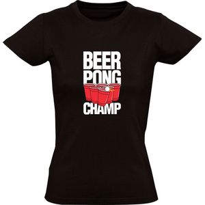 Beer pong champ Dames T-shirt | bier | drank | alcohol | drank spel | Feest  | Zwart