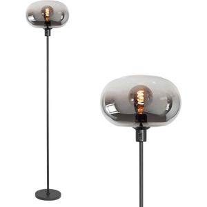 Moderne vloerlamp Bellini | 1 lichts | smoke / zwart | glas / metaal | 148 cm hoog | Ø 20 cm voet | staande lamp / vloerlamp | modern / sfeervol design