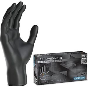 Wegwerphandschoenen zwart - Nitril handschoenen XXL - 100 stuks - poedervrij & latexvrij