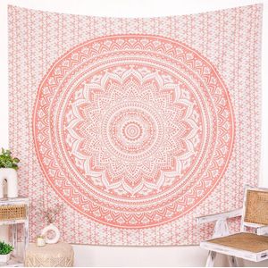 Klein roségouden mandala-tapijt voor slaapkamer woonkamer Boho Boheemse muurhangende katoenen wandtapijten 50x60 inch