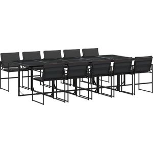 vidaXL Tuinset - 11-delig - Textileen - Zwart Tuinset - Buitentijd - Eetkamer Set - Lounge Set - Textiel