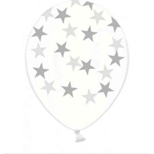 PARTYDECO - 6 doorzichtige latex ballonnen met sterren - Decoratie > Ballonnen