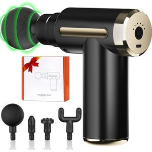 StayPowered Mini Massagepistool - Directe Verlichting voor Spierpijn - 6 Snelheidsniveaus - 4 Massagekoppen - Lange Accuduur - Stille Werking - Lichtgewicht en Draagbaar - Zwart - Levering Sneller dan Aangegeven!