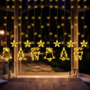 Sfeervol LED-Lichtgordijn met 138 Lampjes - Sterren & Kerstpatronen, Warmwit, Waterdicht, Veelzijdig voor Binnen en Buiten