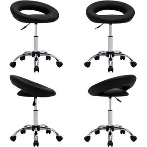 vidaXL Eetkamerstoel draaibaar kunstleer zwart - Eetkamerstoel - Eetkamerstoelen - Keukenstoel - Keukenstoelen