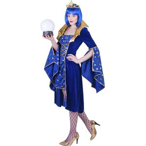 Funny Fashion - Tovenaar & Tovenares & Waarzegster Kostuum - Wonderlijke Waarzegster Wioleta - Vrouw - blauw,goud - Maat 40-42 - Carnavalskleding - Verkleedkleding