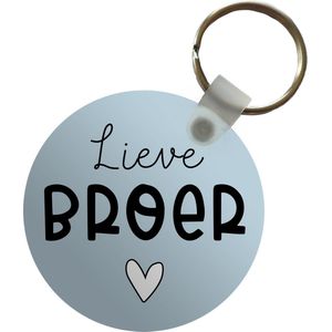 Sleutelhanger - Broer - Hart - Blauw - Plastic - Rond - Uitdeelcadeautjes