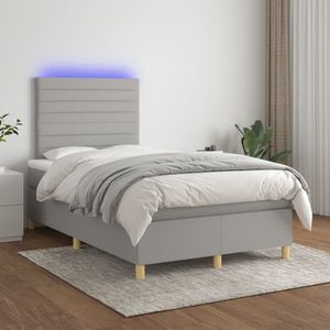 The Living Store Bed LED Boxspring - 203 x 120 cm - Lichtgrijs - Duurzaam materiaal - Verstelbaar hoofdbord - Comfortabele ondersteuning - Kleurrijke LED-verlichting - Pocketvering matras - Huidvriendelijk topmatras
