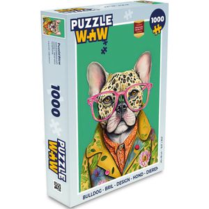 Puzzel Bulldog - Bril - Design - Hond - Dieren - Legpuzzel - Puzzel 1000 stukjes volwassenen