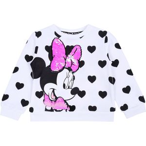 Zwart-wit hart sweatshirt met pailletten Minnie Mouse Disney 4-5 jaar 110 cm