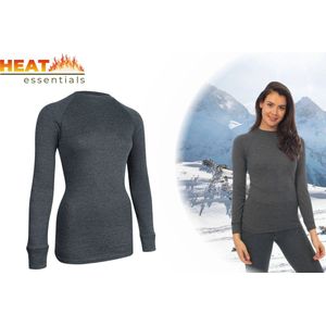 Heat Essentials - Thermo Ondergoed Dames - ThermoShirt Dames - Antraciet - M - Thermokleding Dames - Thermo Shirt Dames Lange Mouw