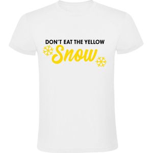 Don't eat Yellow Snow Heren t-shirt | Gele sneeuw  | Wintersport | Ijs |  Wit