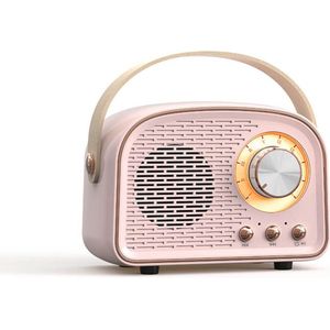 Retro Vintage Radio Bluetooth Speaker - Draadloze Stereo Speaker met FM Radio - Vintage Design - Bluetooth 5.0 Draadloze Speaker voor Kristalhelder Geluid - Perfect voor Thuis & Buiten - Roze