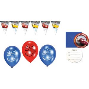 Disney Cars – Feestpakket – Ballonnen – Vlaggenlijn – Uitnodigingen – Versiering - Kinderfeest.