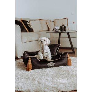Luxe fluwelen vierkant huisdierenbed - Hondenbed - Velvet Dog Bed - Wasbaar - Zwart M