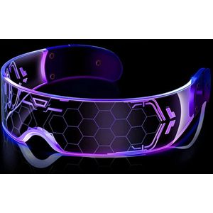 Techno Bril- Lichtgevend- Festival Rave Bril -Techno Party - Party Outfit- 7 LED Kleuren