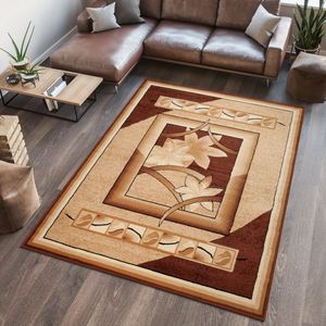 Tapiso Atlas PP Vloerkleed Beige Gebloemd Woonkamer Tapijt Maat- 80x150