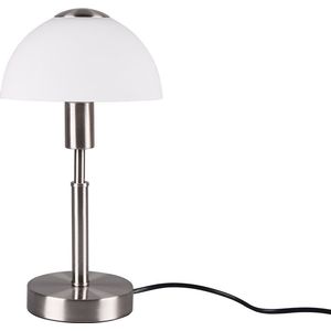 LED Tafellamp - Torna Dani - E14 Fitting - 1 lichtpunt - Mat Nikkel - Metaal - Wit Glas