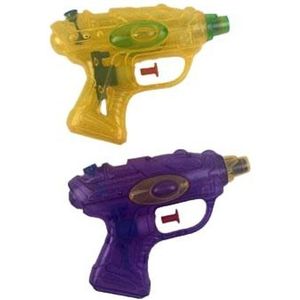 Mini waterpistool - Geel / Paars - Kunststof - 12 x 3 x 12 cm - 2 Stuks - Speelgoed - Waterspeelgoed - Waterpistol - Waterpret - Cadeau