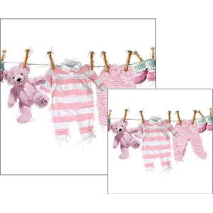 Ambiente servetten - Baby girl - 2 pakjes 33x33cm en 25x25cm - roze - baby shower - geboorte meisje