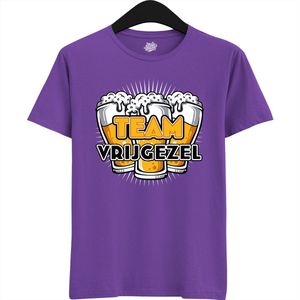 Team Vrijgezel | Vrijgezellenfeest Cadeau Man - Groom To Be Bachelor Party - Grappig Bruiloft En Bruidegom Bier Shirt - T-Shirt - Unisex - Dark Purple - Maat L