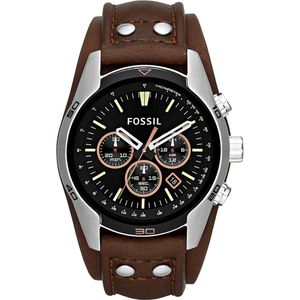 Fossil Coachman CH2891 Horloge - Leer - Bruin - Ø 44 mm