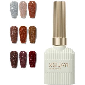 NAXSIR UV-Gel Nagellak Set met Diamanten Glitter | 12 Volledige Kleuren | Perfect voor DIY Nail Art & Home Salon-Qualiteit | Langhoudend & Faderesistent