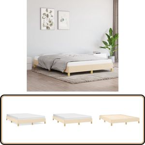 vidaXL Bedframe - Stof - Crème - 160x200 cm Bed Frame - Tweepersoons Bed - Creme Bedframe - Stoffen Bedframe - VidaXL Bedframe