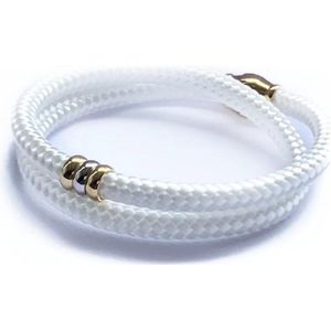 NIEUW - Jolla - dames armband - wikkelarmband - zilver - touw - bedels - Basic Rope - Wit/Goud