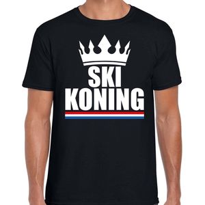 Zwart Ski koning apres ski shirt met kroon heren - Sport / hobby kleding L