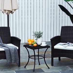 Zwarte bijzettafel voor tuin en balkon - koffietafel van metaal voor terras, 45 x 45 x 50 cm
