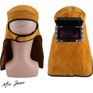 Mrs. Jones Lashelmmasker Leren-Laskap Werkhoed Automatisch-Verduisterende Lens Verstelbaar Lashelmbeschermingsmasker Zweetabsorptie Hittebestendig Ademend .