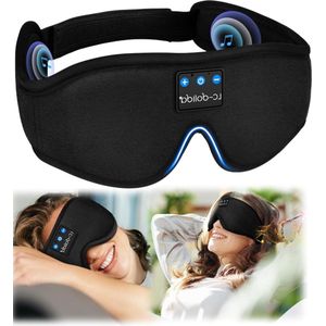 Zijden slaapmasker voor zijslapers - 99% lichtblokkering - Bluetooth oogmasker met oortelefoons - voor reizen en meditatie - zwart