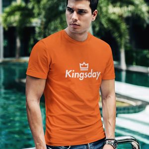 Oranje Koningsdag T-Shirt Kingsday Crown (HEREN - MAAT XS) | Oranje Kleding | Feestkleding