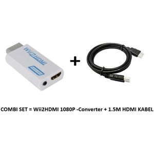 Combi pack- Vernieuwde versie -Wii HDMI Adapter WIT Converter 1080p Full HD Kwaliteit - Wii naar HDMI converter + 1.5 Meter HDMI kabel- Underdog Tech