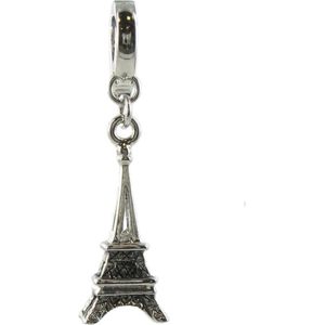 Quiges - Verzilverde Aanschuif Charm Bedel Eiffeltoren voor Quiges Wikkelarmbanden - EHC021